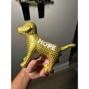 Victoria's Secret PINK Hope Dog Plush Metallic Yellow Gold Polka Dot NWT